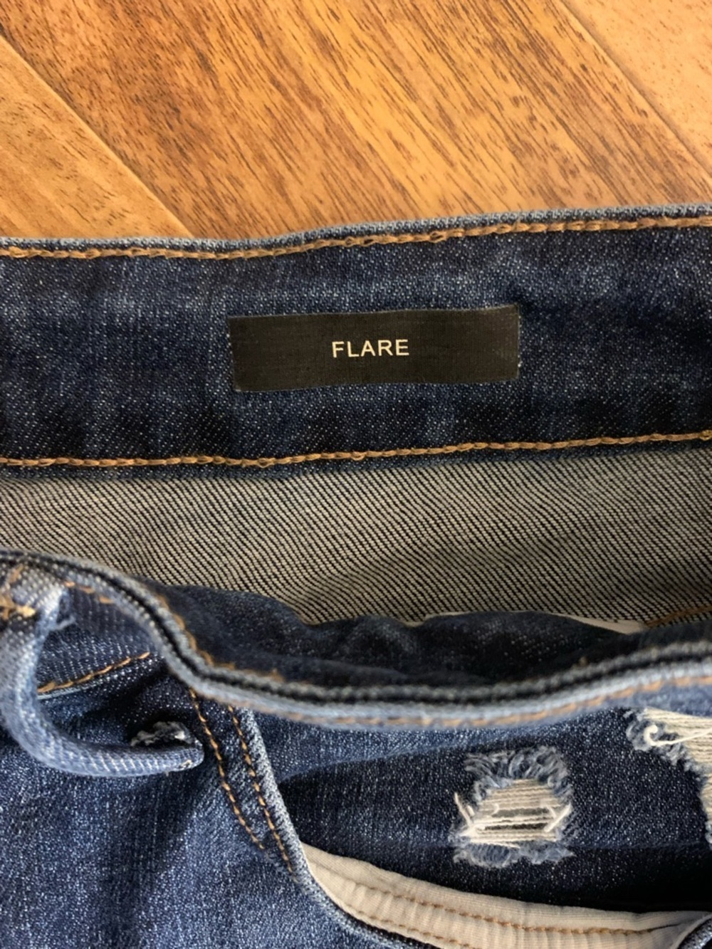 Judy Blue Flare Jeans 16W Dark Wash Distressed Raw Hem Stretch Denim Womens - Picture 11 of 14